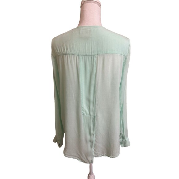 ANTHROPOLOGIE Maeve Women's 6 Clara Split Back Blouse Top Mint Green Pockets - Picture 7 of 8